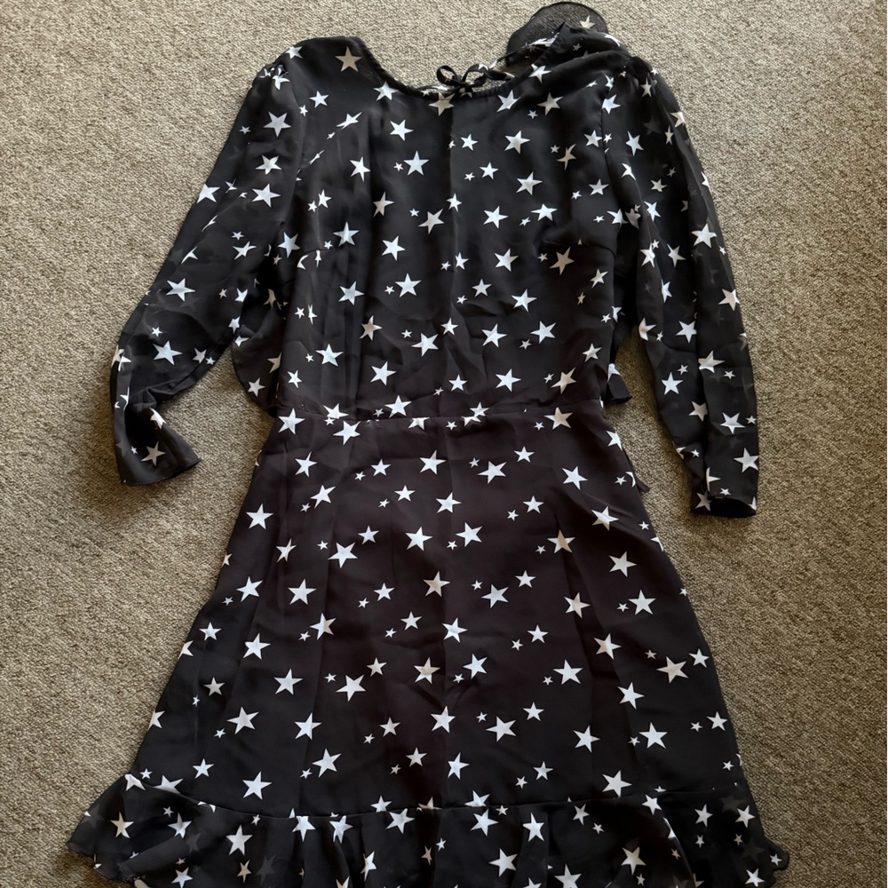 Nasty Gal Black Star Print Backless Dress